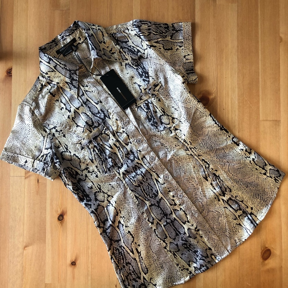 BCBG MaxAxria NWT Snakeskin Button-Down Top